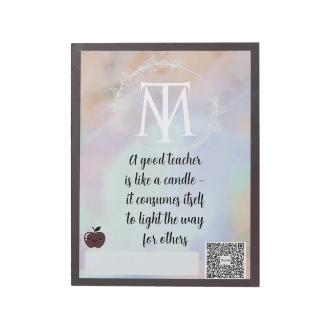 Bloc De Notas Elegant Teacher Quote Notepad with QR Code (Lado Izquierdo)