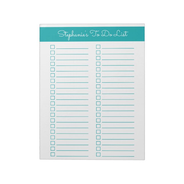 Bloc De Notas Elegant Teal Vertical 8.5x11 Two Column Checklist (Lado Izquierdo)