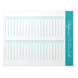 Bloc De Notas Elegant Teal Vertical 8.5x11 Two Column Checklist