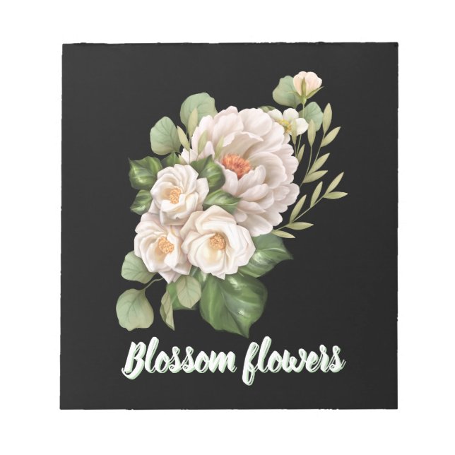 Bloc De Notas Elegant white floral bouquet with green leaves (Frente)