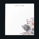 Bloc De Notas Elegante acuarela Floral Estacionamiento personali<br><div class="desc">Nota personalizada con un elegante diseño floral acuático en color malva y gris.</div>