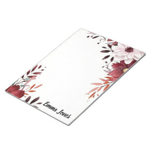 Bloc De Notas Elegante acuarela Floral personalizada Stacionalis