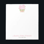 Bloc De Notas Elegante acuarela Pink Hydrangea Lady Notepad<br><div class="desc">Diseño de un bloc de notas en bonito rosa y blanco y presentando mi hidrangea original en ilustracion de cesta de mimbre, pintado originalmente a mano en acuarela antes de ser escaneado en forma digital. Por favor, tenga en cuenta que si no necesita / quiere el texto de abajo, simplemente...</div>