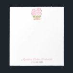 Bloc De Notas Elegante acuarela Pink Hydrangea Lady Notepad<br><div class="desc">Diseño de un bloc de notas en bonito rosa y blanco y presentando mi hidrangea original en ilustracion de cesta de mimbre, pintado originalmente a mano en acuarela antes de ser escaneado en forma digital. Por favor, tenga en cuenta que si no necesita / quiere el texto de abajo, simplemente...</div>