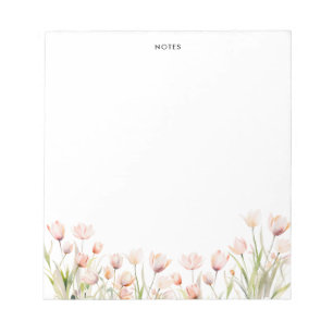 Bloc De Notas Elegante acuarela Tulipán rosa florece