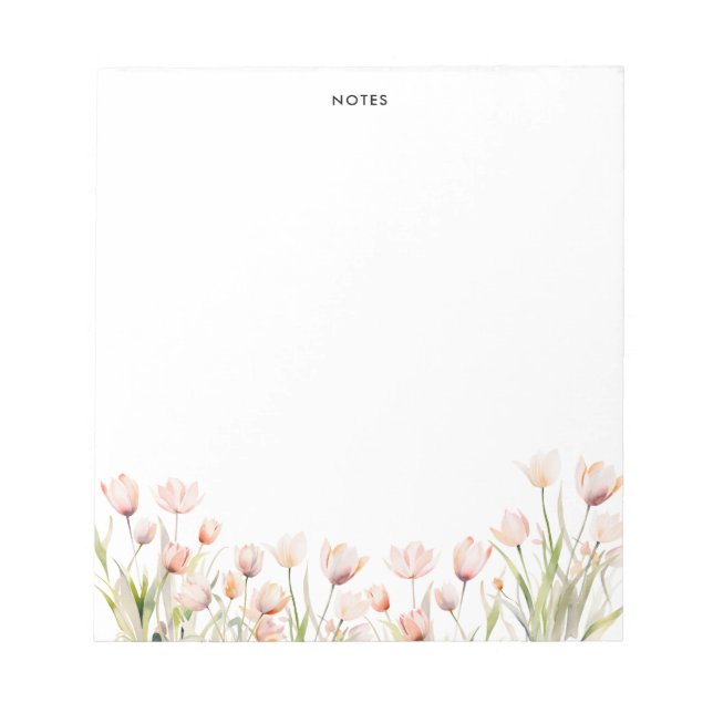 Bloc De Notas Elegante acuarela Tulipán rosa florece (Frente)