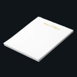 Bloc De Notas Elegante almohadilla de notas personalizadas Gold<br><div class="desc">Elegante almohadilla de notas personalizadas de guión dorado.</div>