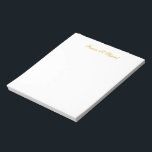 Bloc De Notas Elegante almohadilla de notas personalizadas Gold<br><div class="desc">Elegante almohadilla de notas personalizadas de guión dorado.</div>