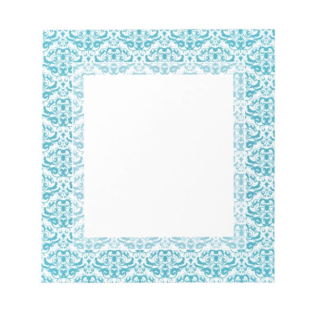 Bloc De Notas Elegante Aqua Verde azulado Blue Calligraphic Dama (Frente)