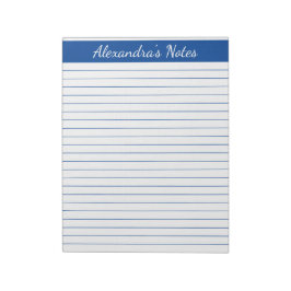 Bloc De Notas Elegante azul 8.5x11 Tamaño de letra personalizado