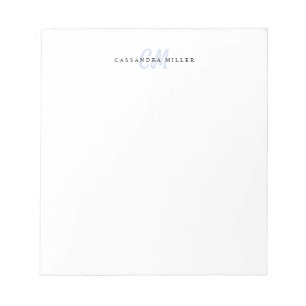 Bloc De Notas Elegante azul claro Dos letras Monograma inicial