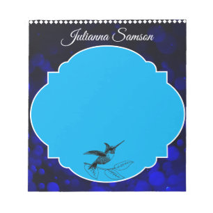 Bloc De Notas Elegante Azul Marino Pájaro Lindo Sencillo Minimal