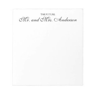 Bloc De Notas Elegante Black Script Future Mr. Name Couple