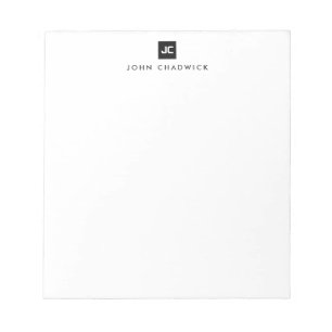 Bloc De Notas Elegante Black Square Bold Dos Monograma Inicial