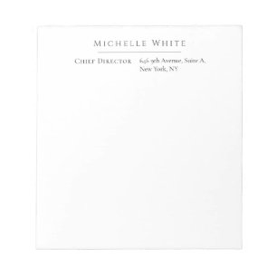 Bloc De Notas Elegante Blanco Moderno Profesional Llano