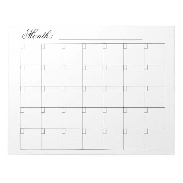 Bloc De Notas Elegante blanco negro Planificador de calendarios  (Frente)