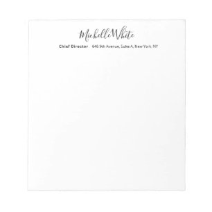 Bloc De Notas Elegante Blanco Profesional Moderno Sencillo