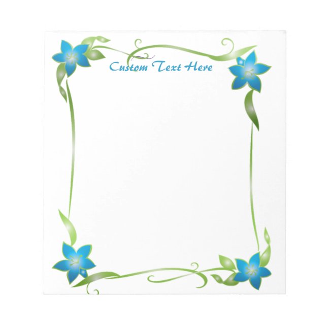 Bloc De Notas Elegante Blue Floral Corners Green Vines (Frente)