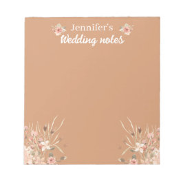 Bloc De Notas elegante boda botánico boho marrón