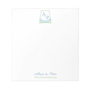 Bloc De Notas Elegante Boda de color verde azul Escudo Bridal