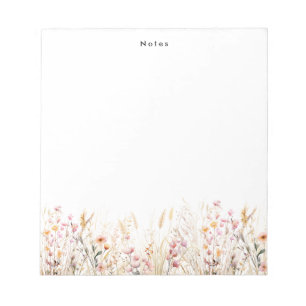 Bloc De Notas Elegante Boho Floral Personalizado Acuarela