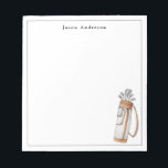 Bloc De Notas Elegante bolso de golf Golfistas personalizados<br><div class="desc">Elegante bolso de golf simple y profesional pintado a mano de acuarela y palos con almohadilla de notas de borde gris,  perfecto para los amantes del golf.</div>