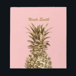 Bloc De Notas Elegante bonito de oro giratorio y piña rosa paste<br><div class="desc">Elegante y adorable piña de oro falso.</div>