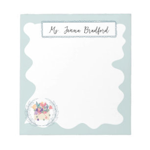 Bloc De Notas Elegante Bouquet floral con nombre
