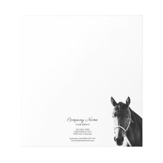 Bloc De Notas Elegante Cabeza de Caballo BW Negocios Personaliza (Frente)