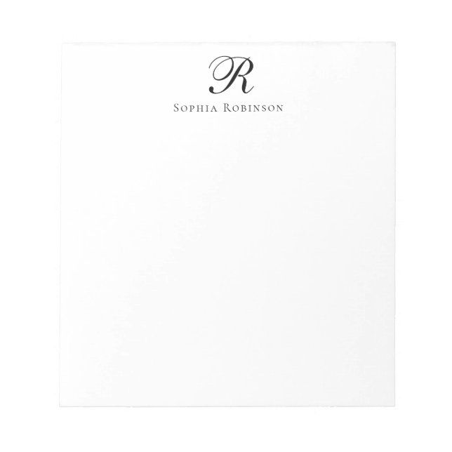 Bloc De Notas Elegante Classic Monograma Profesional (Frente)