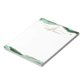 Bloc De Notas Elegante código de agato verde de las iniciales de