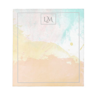 Bloc De Notas Elegante color de agua pastel monogramado