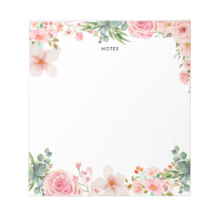 Bloc De Notas Elegante color de agua primavera florece floral