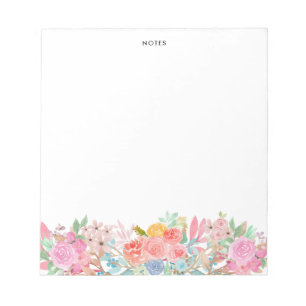 Bloc De Notas Elegante color de agua primavera florece floral