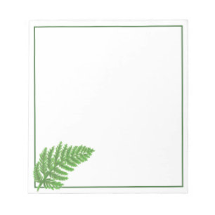 Bloc De Notas Elegante color de agua verde helechos hojas de bos