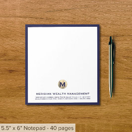 Bloc de notas elegante con logotipo inicial de oro