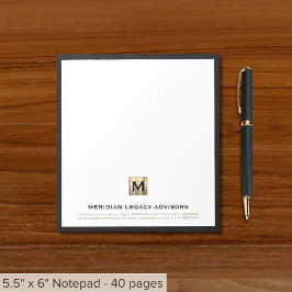 Bloc de notas elegante con logotipo inicial negro