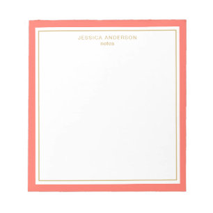 Bloc De Notas Elegante Coral Gold Personalizado