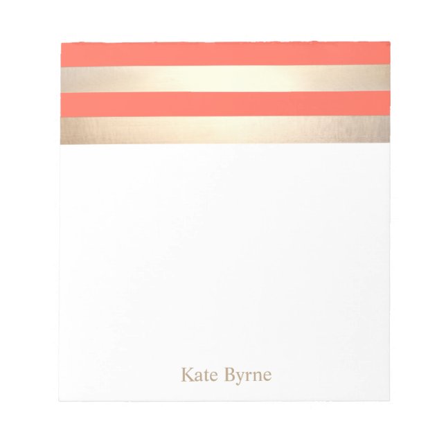 Bloc De Notas Elegante Coral Naranja Faux Relieves metalizados d (Frente)