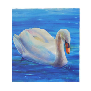 Bloc De Notas Elegante cuadro de acuarela de cisne blanco