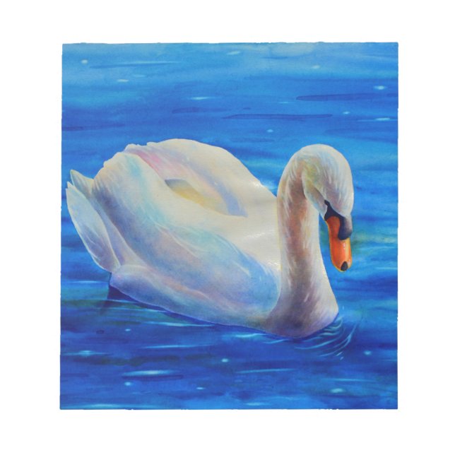 Bloc De Notas Elegante cuadro de acuarela de cisne blanco (Frente)