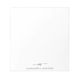 Bloc De Notas Elegante Cute Elegante Girly Script Monograma Inic