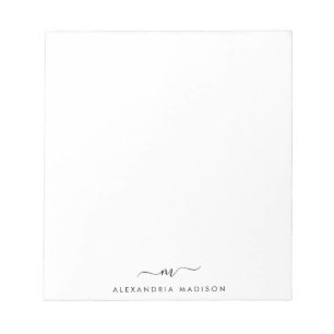 Bloc De Notas Elegante Cute Elegante Girly Script Monograma Inic
