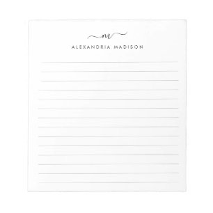 Bloc De Notas Elegante Cute Elegante Guión Giratorio Monograma E