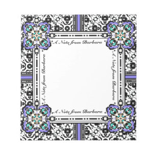 Bloc De Notas Elegante Damask Purple y Aqua Custom Name