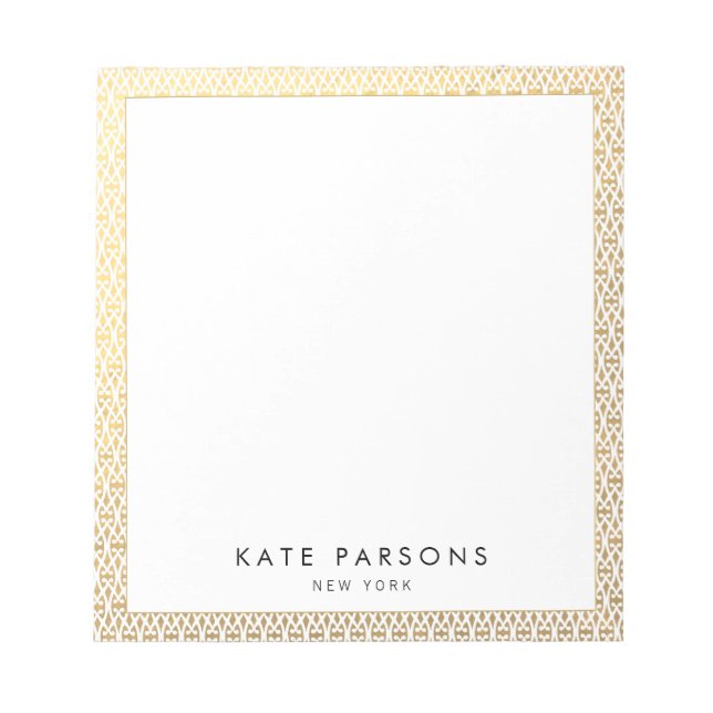 Bloc de notas elegante del patrón de entramado dor (Frente)