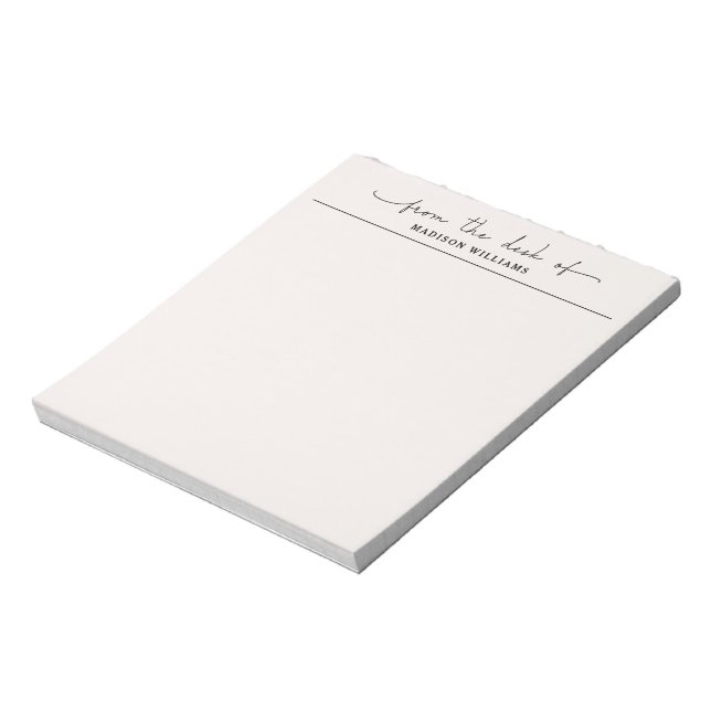 Bloc De Notas Elegante desde el escritorio de profesional beige (Lado Izquierdo)