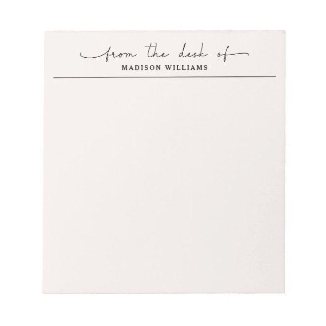 Bloc De Notas Elegante Desde El Escritorio De Profesional Beige (Frente)