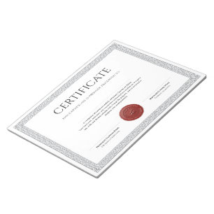 Bloc De Notas Elegante Diploma Clásico con sello de cera rojo