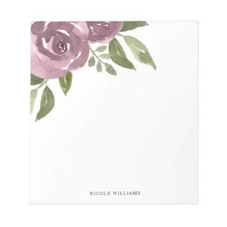 Bloc De Notas Elegante Dusty Mauve Watercolor Floral